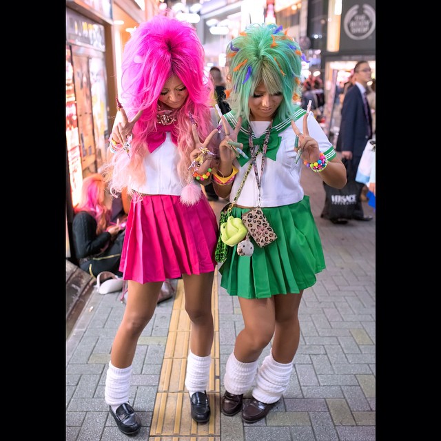 Tokyo Fashion Japanese Kuro Gyaru Showing Their Halloween Spirit On