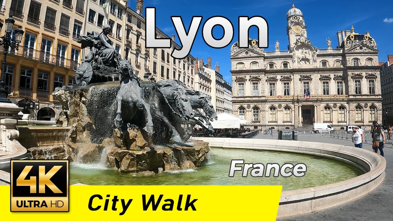 Lyon Part France Town Center Walking Tour K Uhd Fps