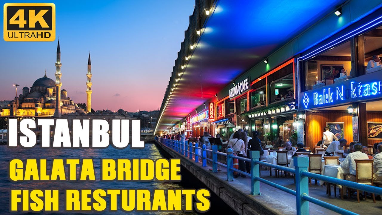 ISTANBUL WALK TOUR 🇹🇷 GALATA BRIDGE FISH RESTAURANTS(GALATA KÖPRÜSÜ ...