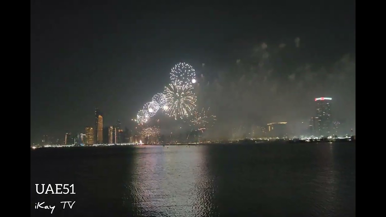 FIREWORKS DISPLAY ABU DHABI CORNICHE UAE 51st NATIONAL DAY CELEBRATION