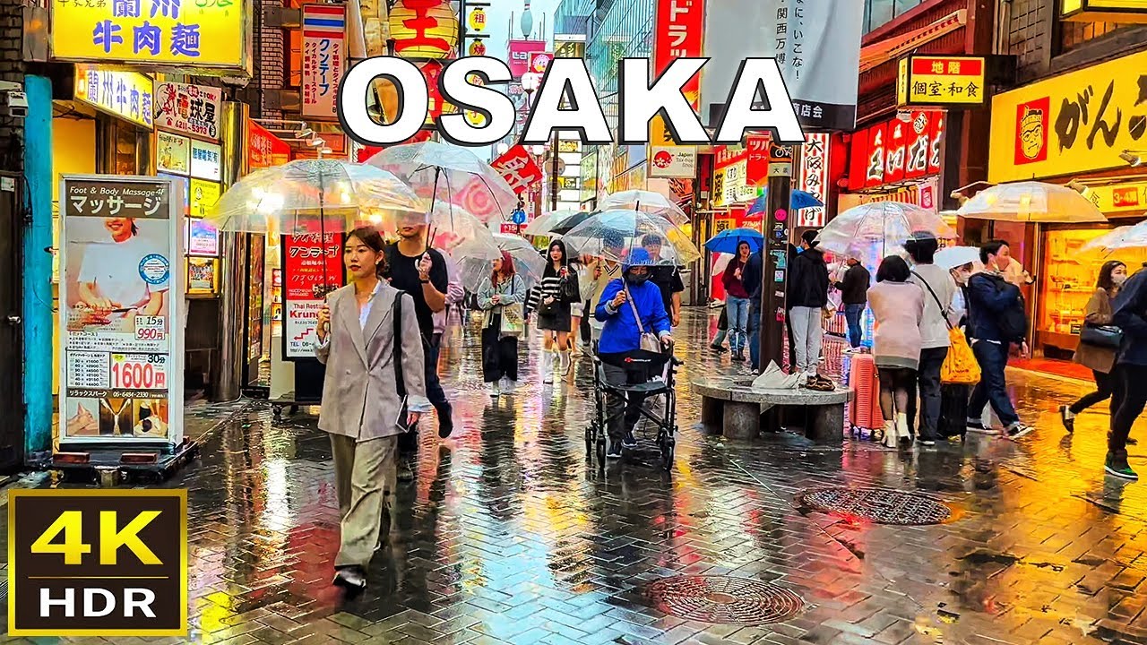 [4K HDR] Osaka Rainy Day Walk | Osaka, Japan | April 2023   Alo Japan