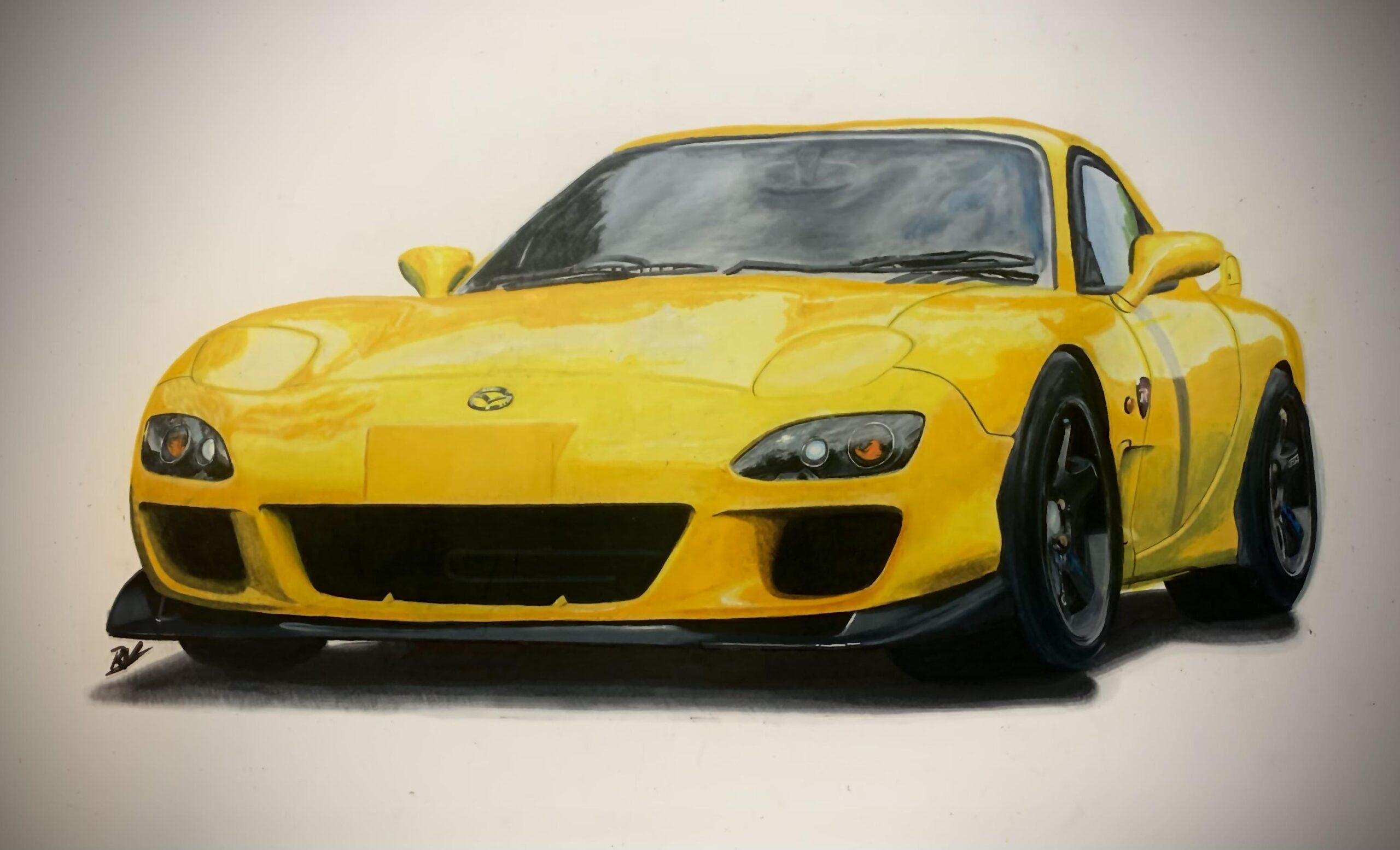 My finished drawing of the iconic RX-7 Spirit R in colored pencil and ...